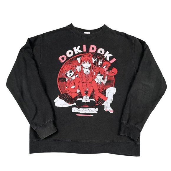Doki Doki Literature Club OMOCAT x DDLC Black Sweatshirt Sz Medium - Picture 1 of 5